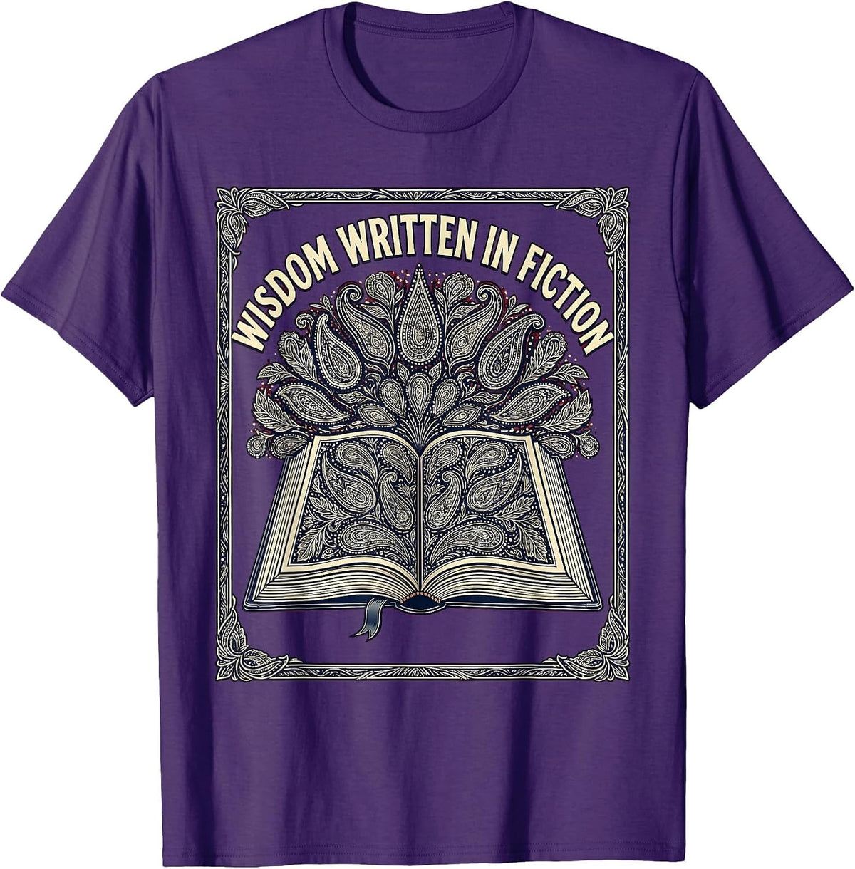 Book Character Teacher Wisdom Written in Fiction T-Shirt - Purple