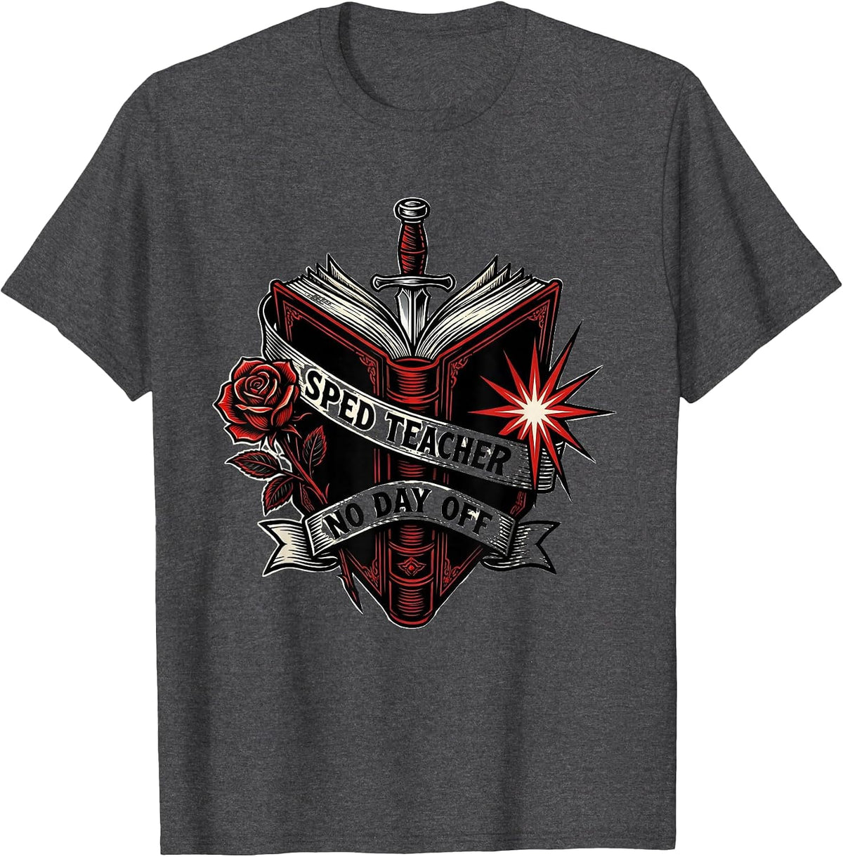Sped Teacher No Day Off Educator Design T-Shirt - Dark Heather Grey