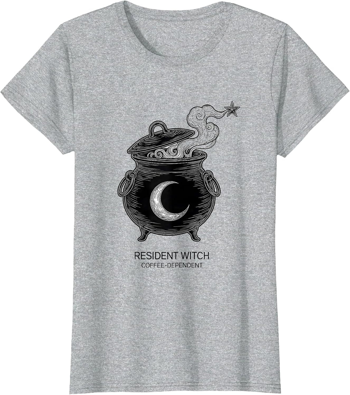 Resident Witch Coffee-Dependent Funny Halloween Teacher Gift T-Shirt - Heather Grey