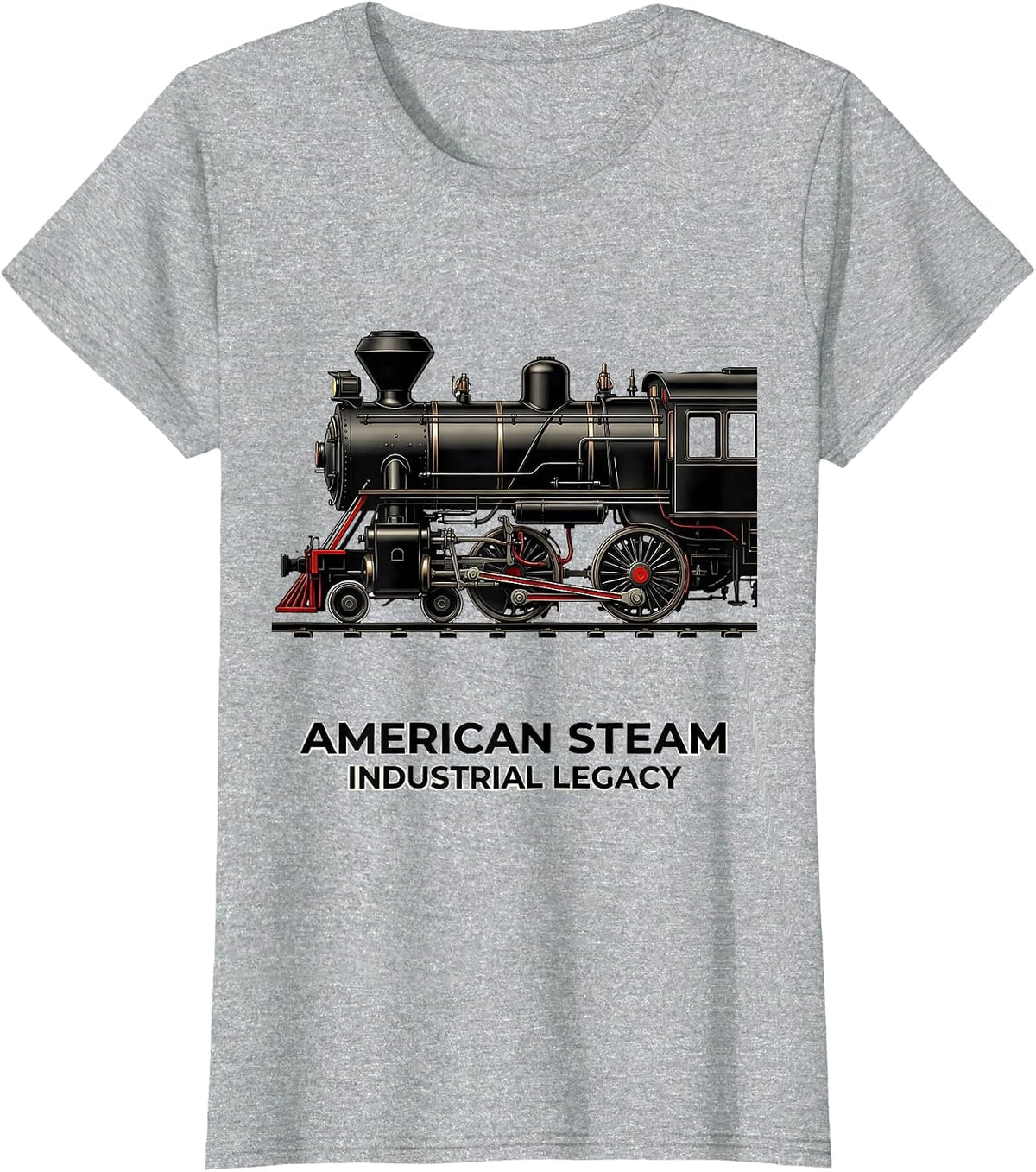 Women's American Steam Industrial Legacy Big Boy 4014 Train Engineer T-Shirt - Heather Grey