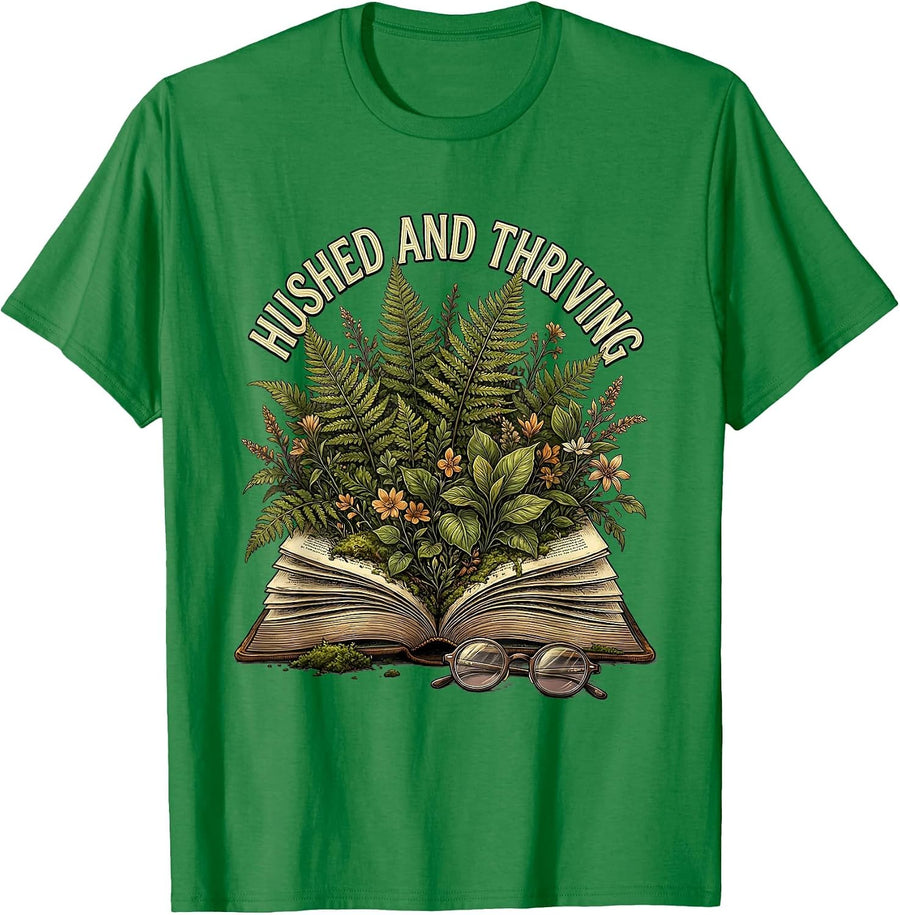 Men's Hushed and Thriving Librarian Graphic Design T-Shirt - Kelly Green