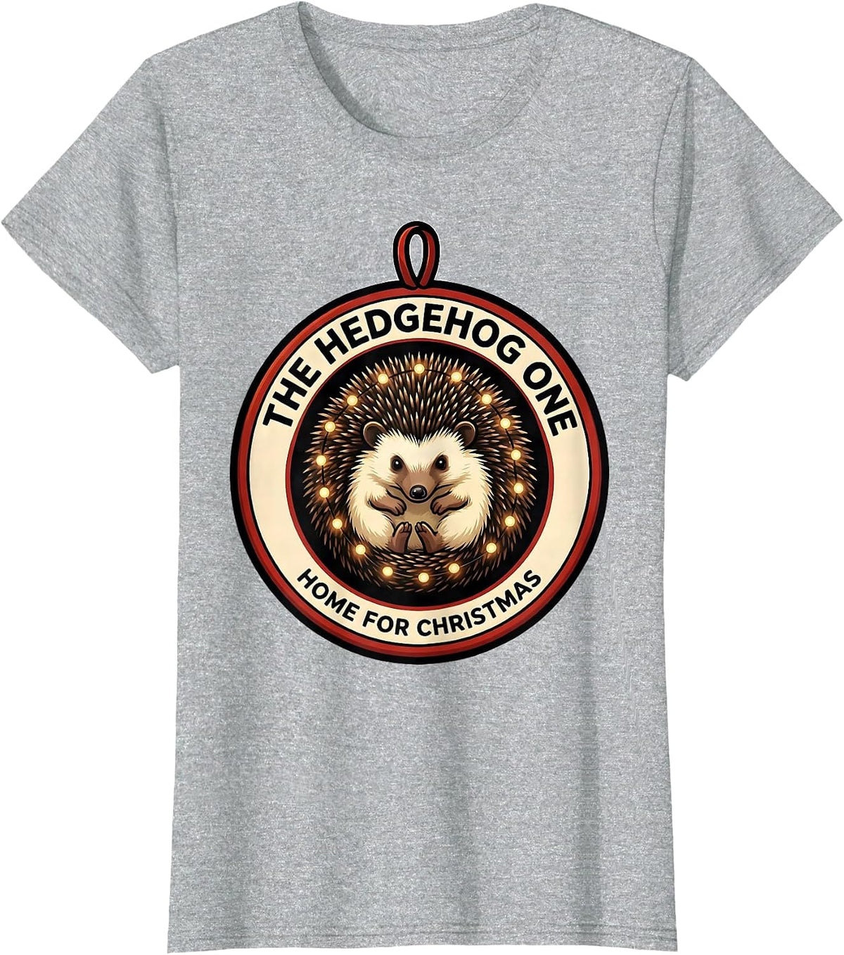 Women's The Hedgehog One Home For Christmas Cute Hedgehog Lover T-Shirt - Heather Grey