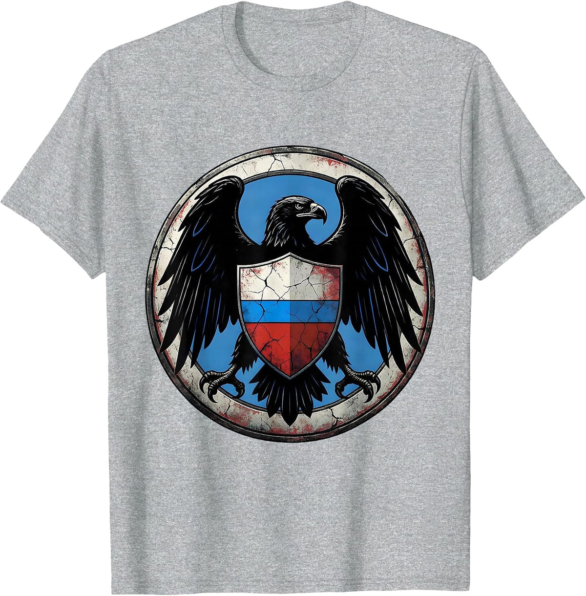 Men's Thin Blue Line Shield Eagle Wings Graphic T-Shirt - Heather Grey