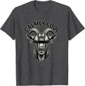 Men's Calmly Cool Line Art Goat with Sunglasses Novelty Humor T-Shirt - Dark Heather Grey