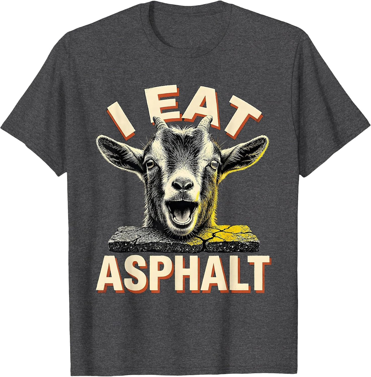 Men's I Eat Asphalt Funny Baby Goat Meme Internet Humor Absurdist T-Shirt - Dark Heather Grey