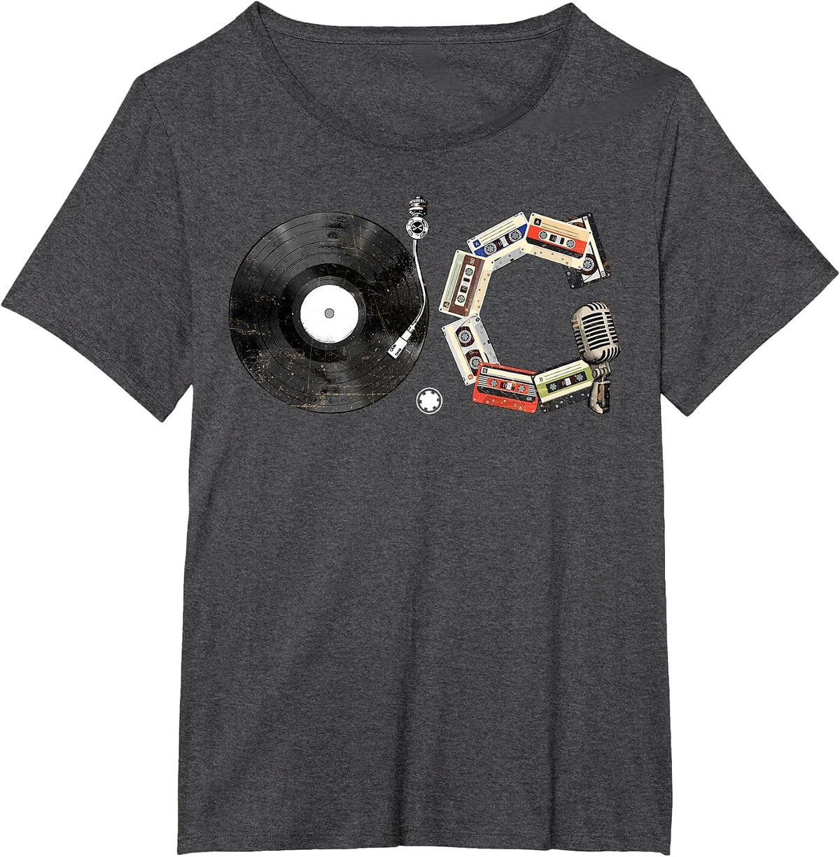 Old School OG Vinyl Cassette 80s 90s Retro Music T-Shirt - Dark Heather Grey