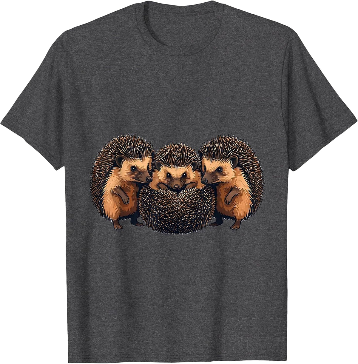 Men's Cute Hedgehogs Friendly Animal Humor Kids Women T-Shirt - Dark Heather Grey