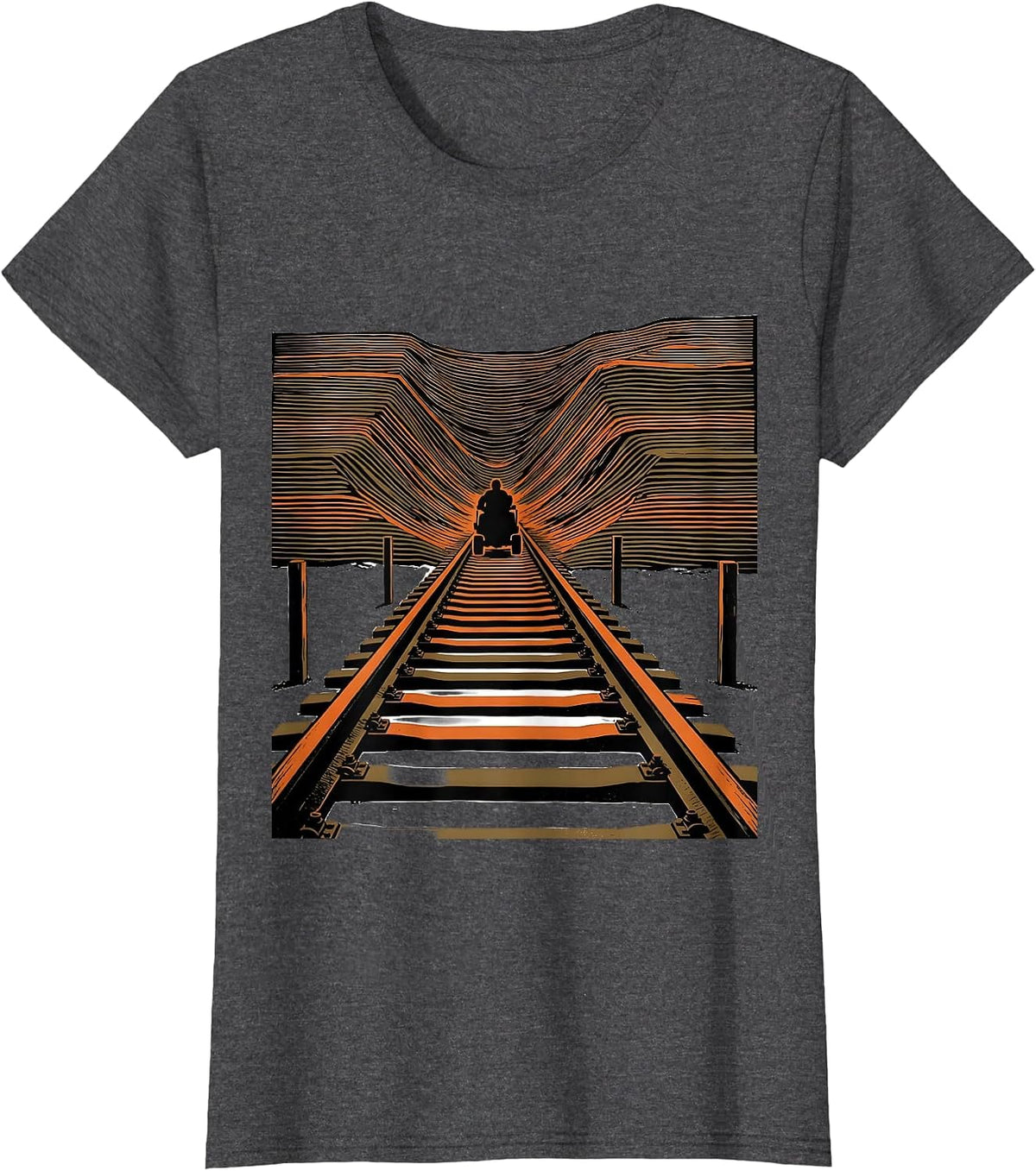 Women's Narrowing Finish Chute Cross Country Running Humor T-Shirt - Dark Heather Grey