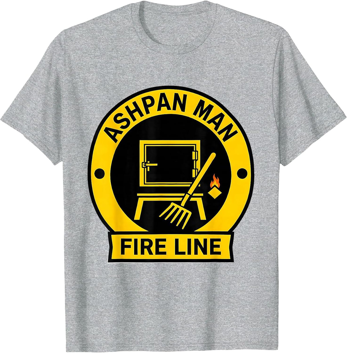 Men's Ashpan Man Fire Line Vintage Steam Locomotive Train T-Shirt - Heather Grey