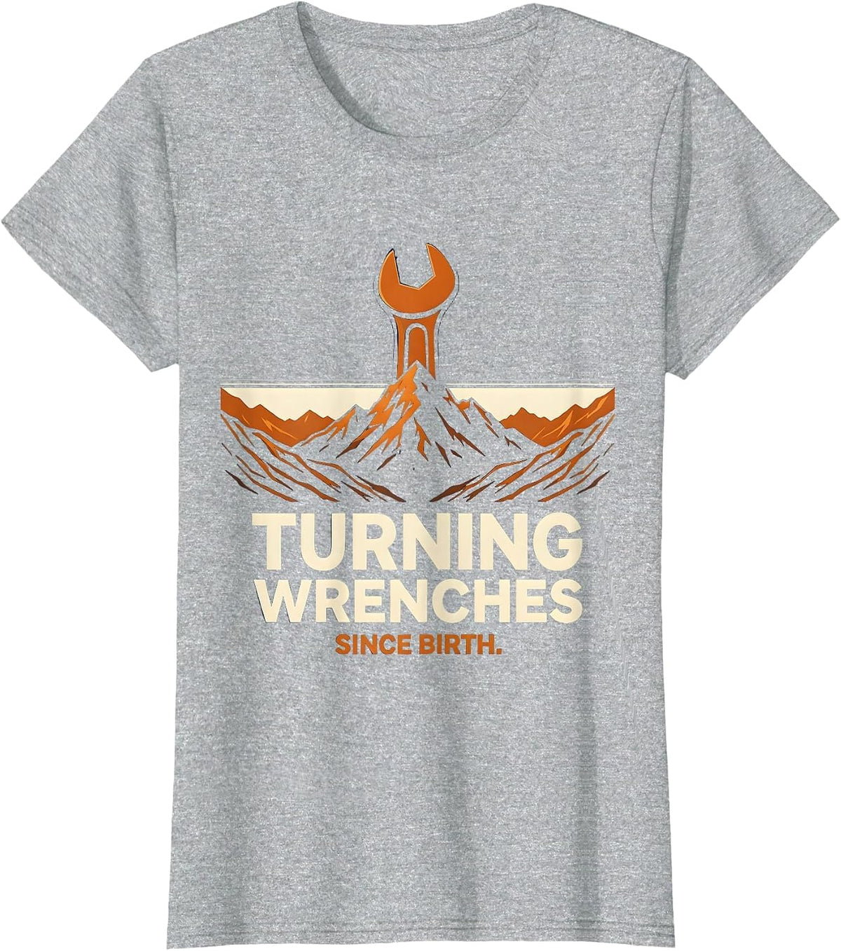Turning Wrenches Since Birth Mechanic Design T-Shirt - Heather Grey