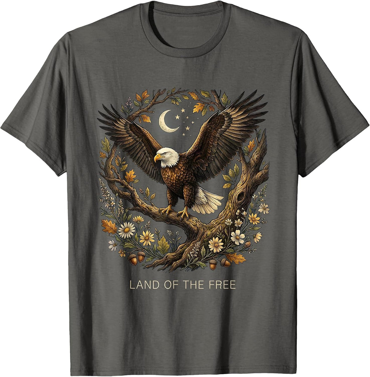 Land of the Free Patriotic Republican Design T-Shirt - Asphalt Grey