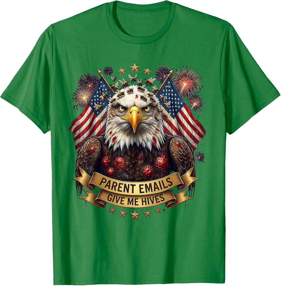 Men's Parent Emails Give Me Hives Funny Teacher Design T-Shirt - Kelly Green