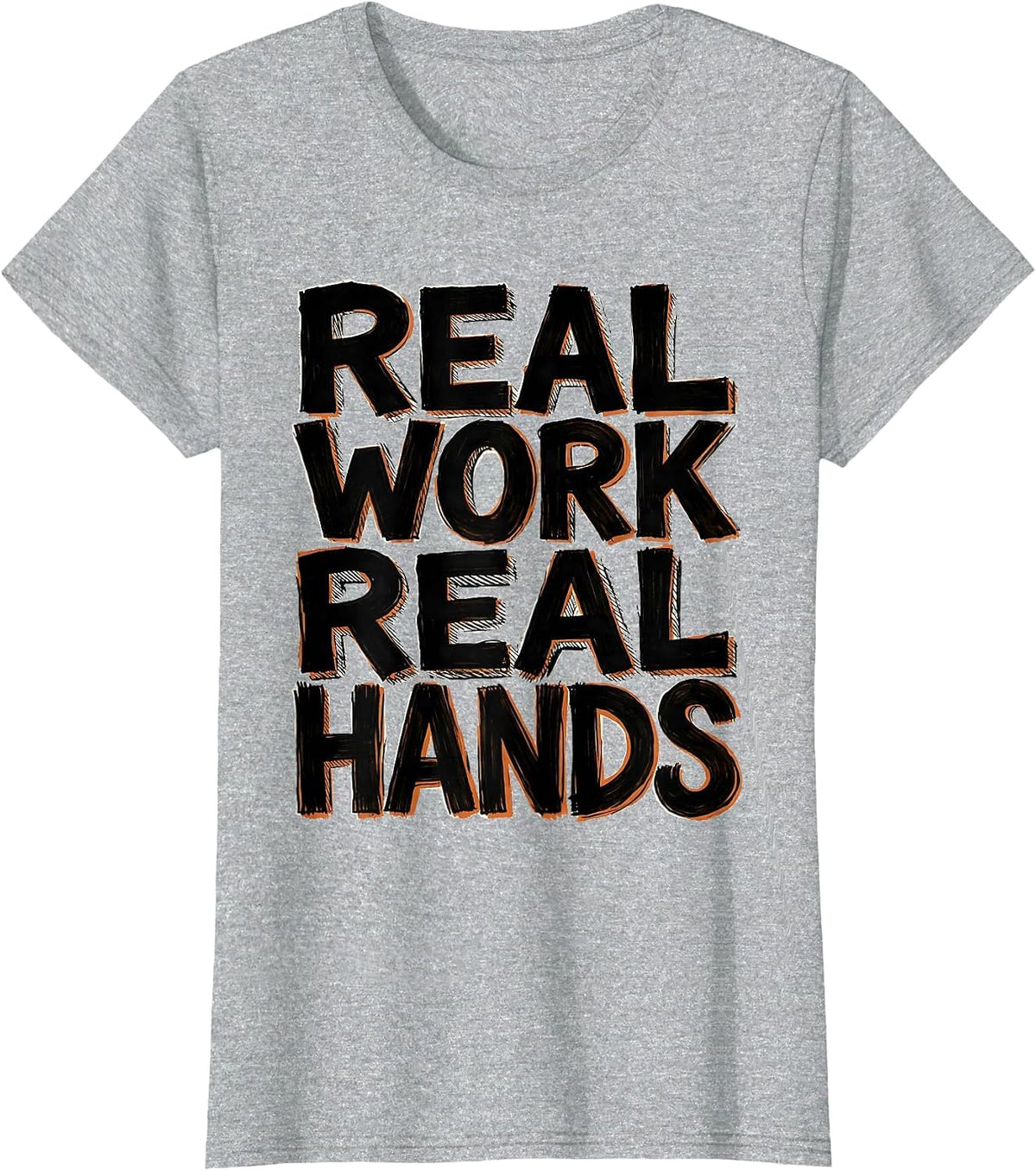 Real Work Real Hands Mechanic Tribute Design T-Shirt - Heather Grey