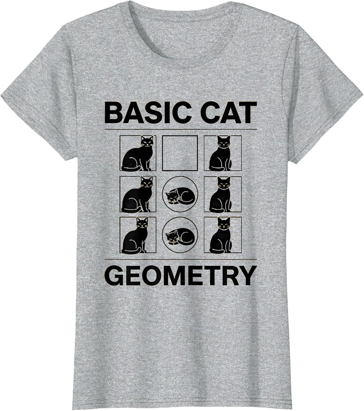 Women's Basic Cat Geometry Funny Math Teacher Cat Lover Gift T-Shirt - Heather Grey