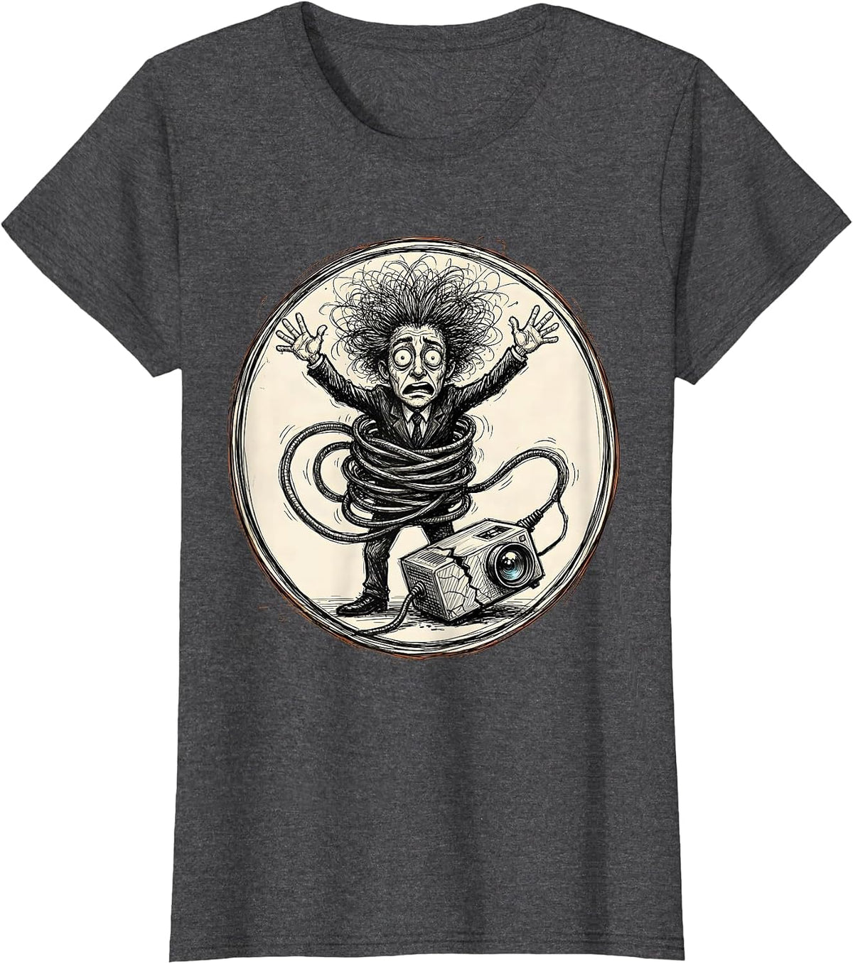 Women's Frazzled Sub Tangled in Overhead Projector T-Shirt - Dark Heather Grey