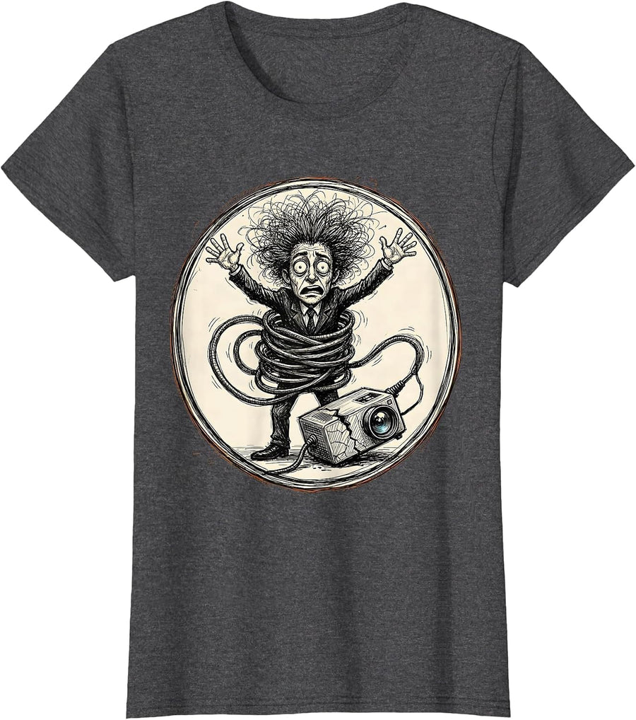 Women's Frazzled Sub Tangled in Overhead Projector T-Shirt - Dark Heather Grey