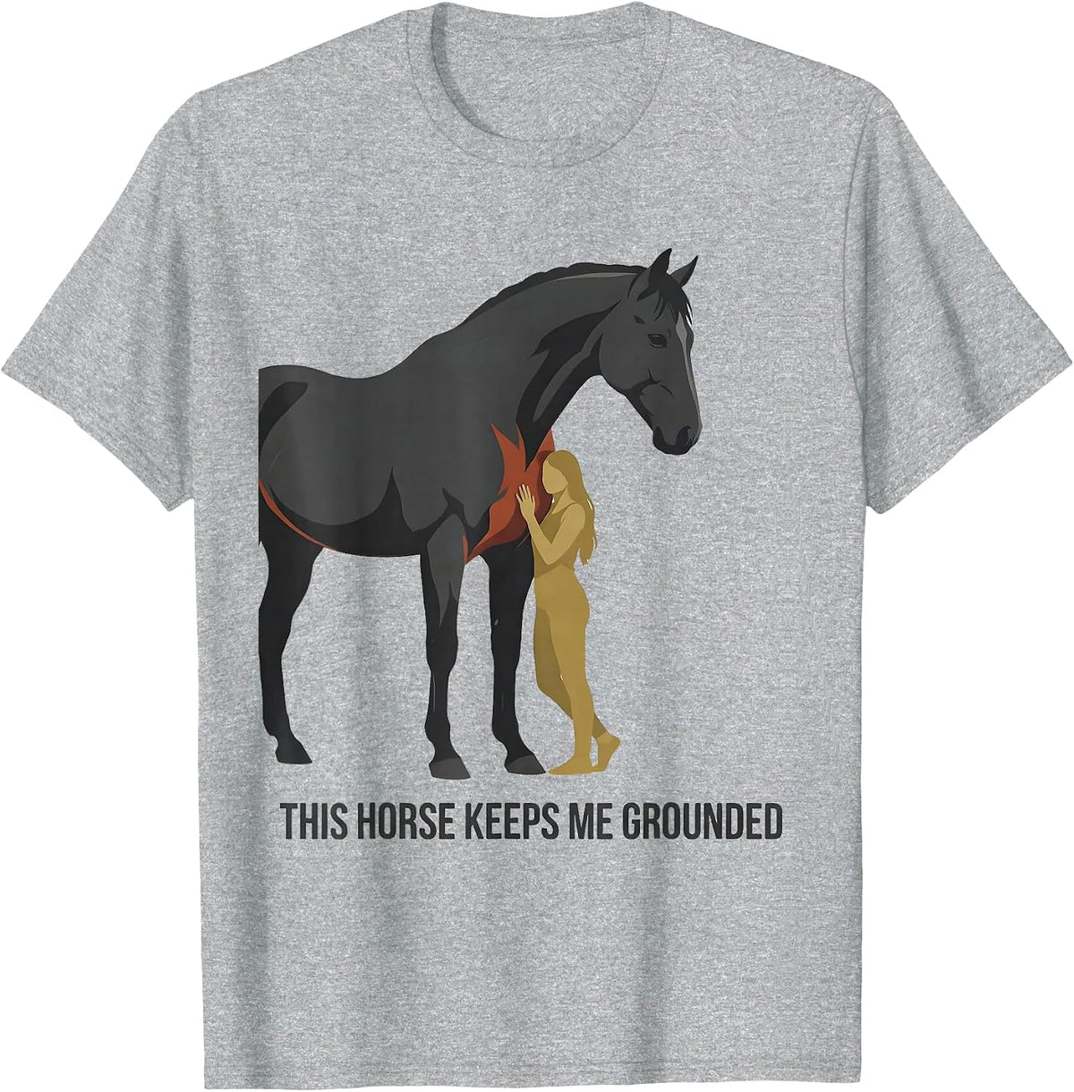 Men's This Horse Keeps Me Grounded Funny Horse Lover Gift T-Shirt - Heather Grey
