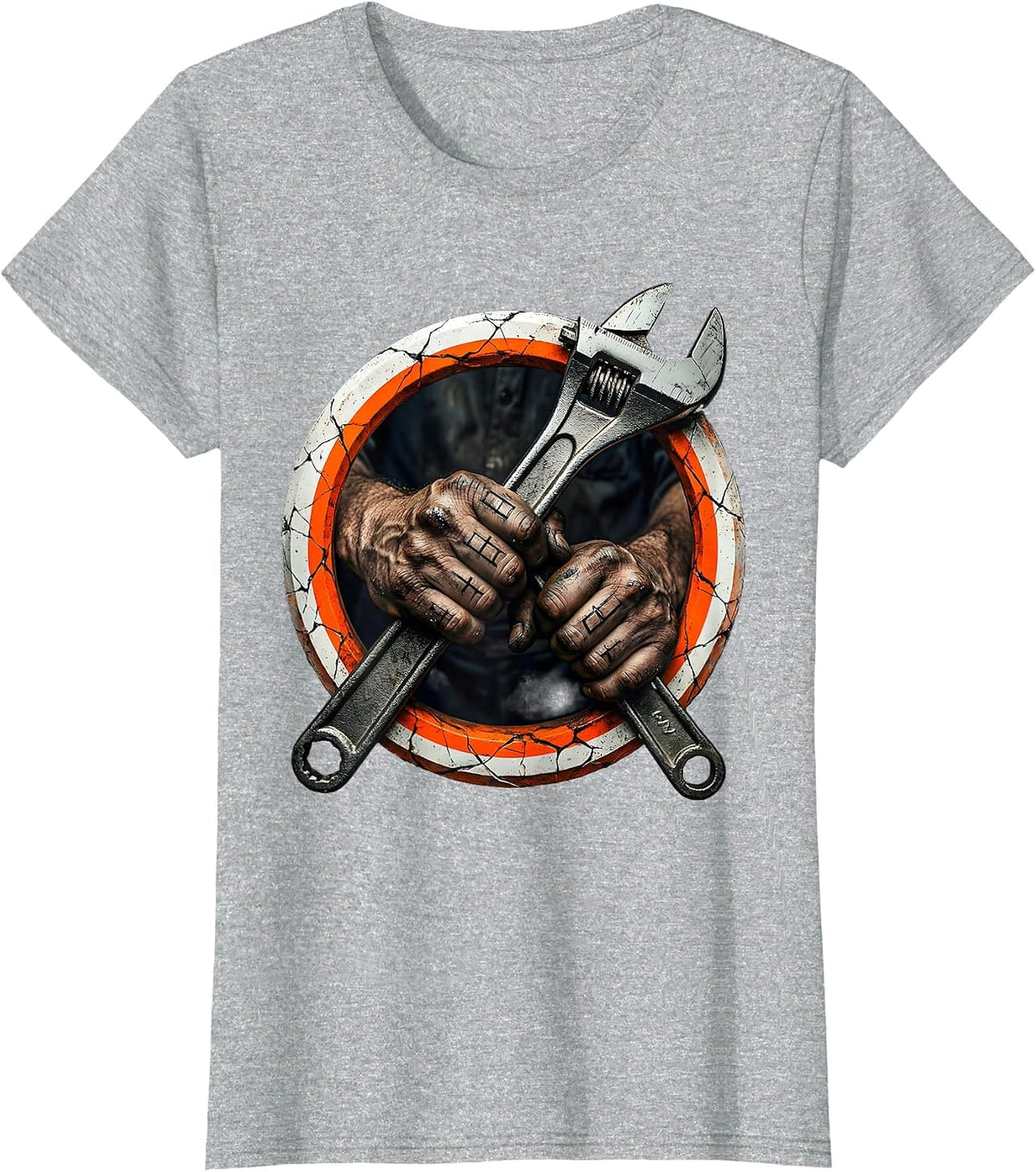 Mechanic Wrench Grip Blue Collar Worker Design T-Shirt - Heather Grey