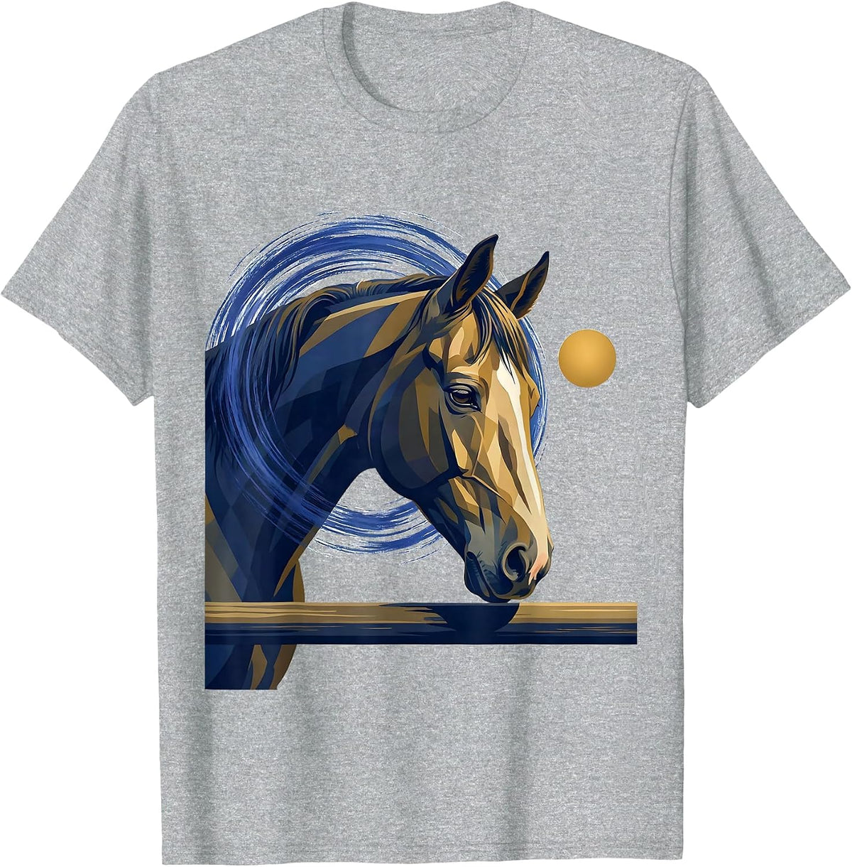 Men's Horse Night Portrait Illustration Animal Lover Keepsake T-Shirt - Heather Grey