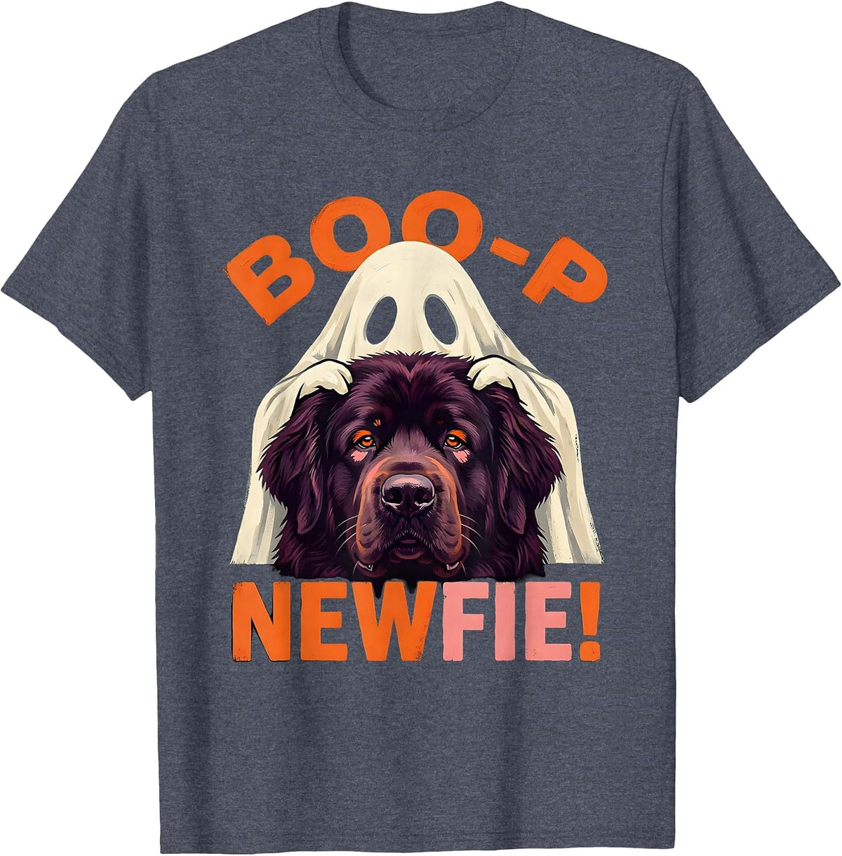 Boo-p Newfie Ghost Funny Halloween Dog Mom Newfie Lover T-Shirt - Heather Blue