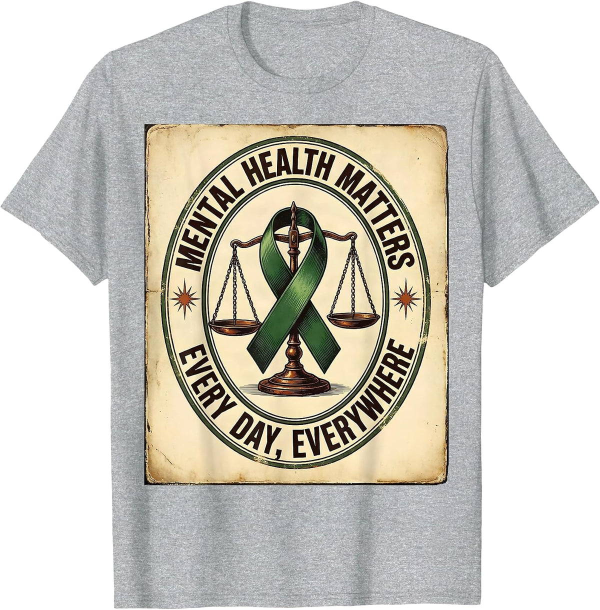 Men's Mental Health Matters Every Day, Everywhere Awareness T-Shirt - Heather Grey