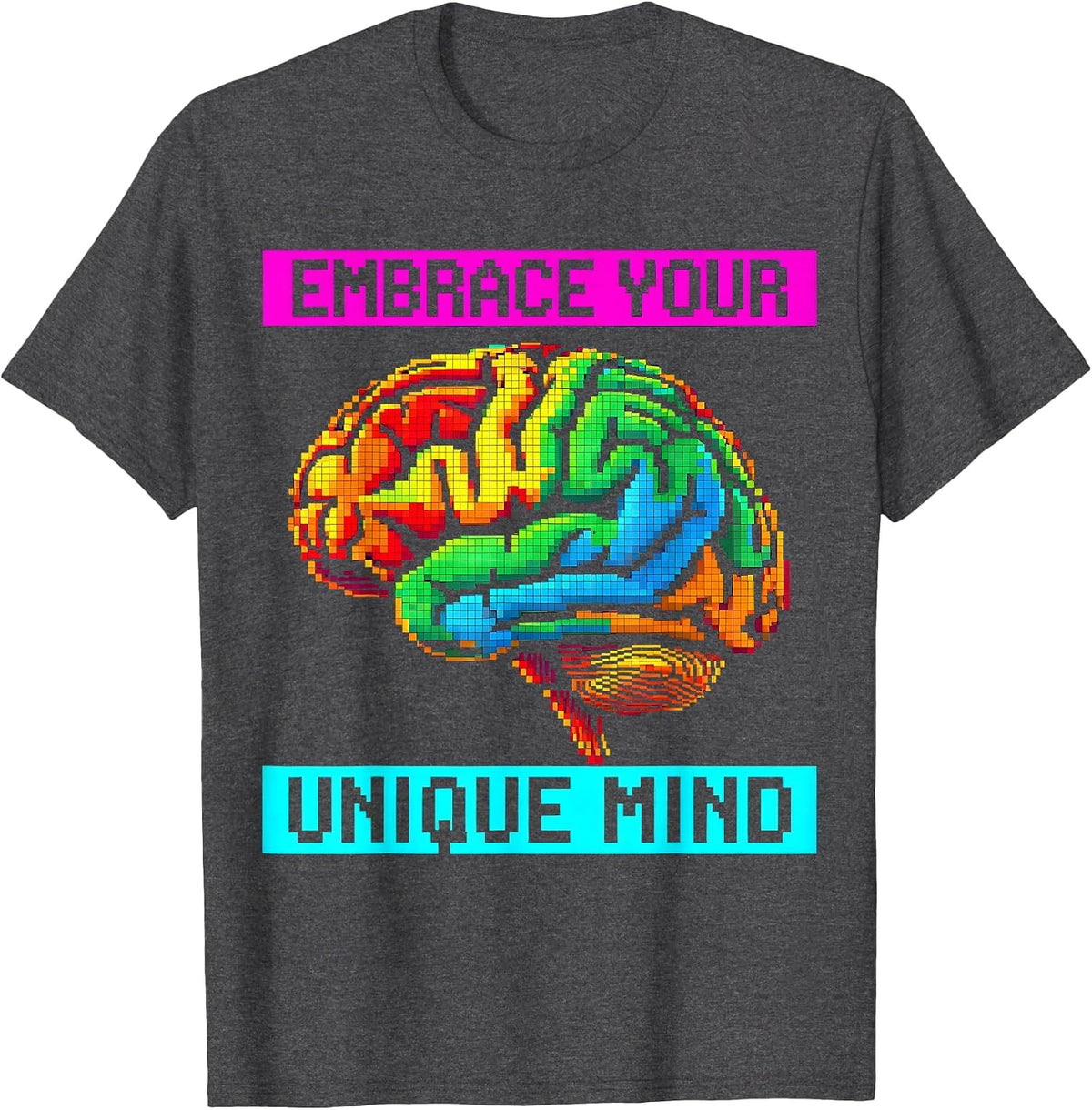 Men's Embrace Your Unique Mind Neurodiversity Design T-Shirt - Dark Heather Grey