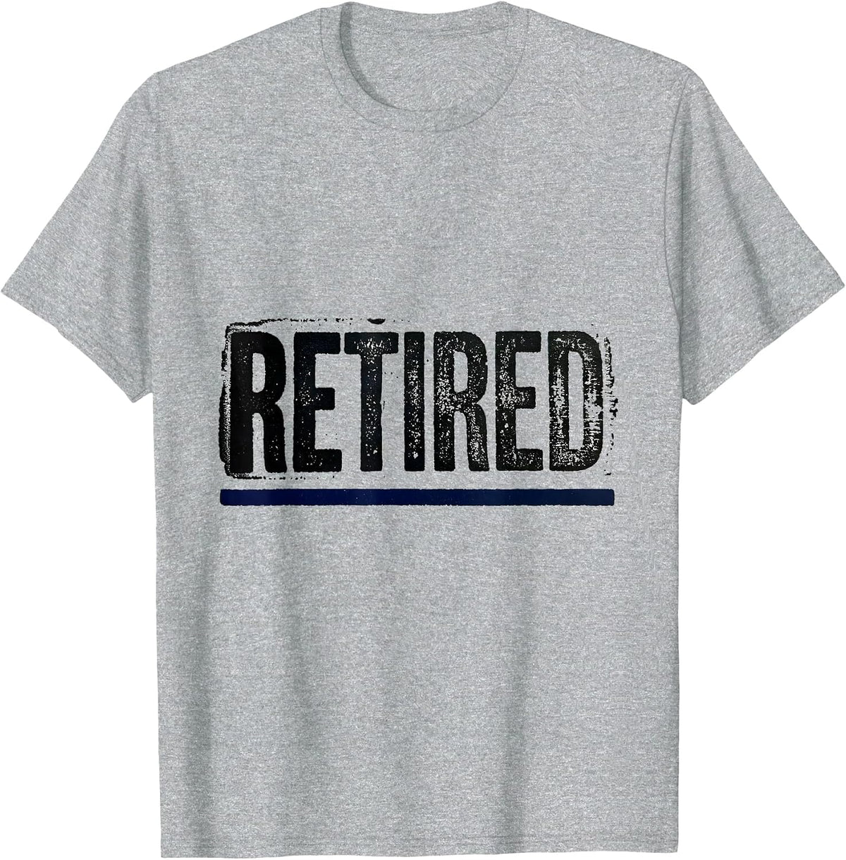 Men's RETIRED Rubber Stamp Thin Blue Line Police Retirement T-Shirt - Heather Grey