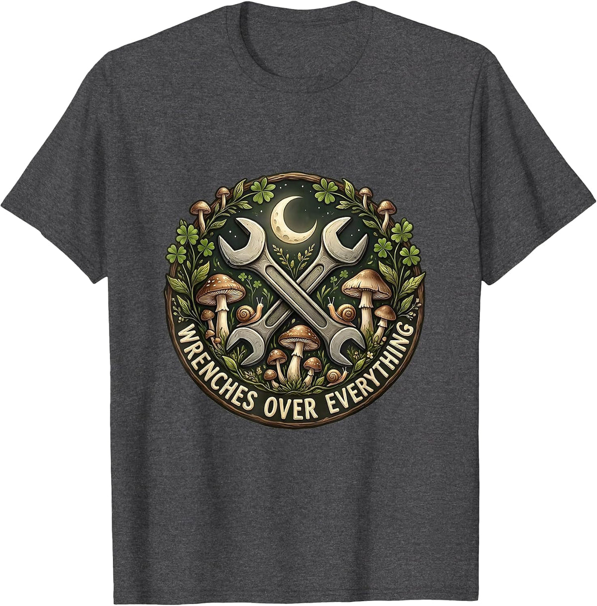 Men's Wrenches Over Everything Mechanic Design T-Shirt - Dark Heather Grey