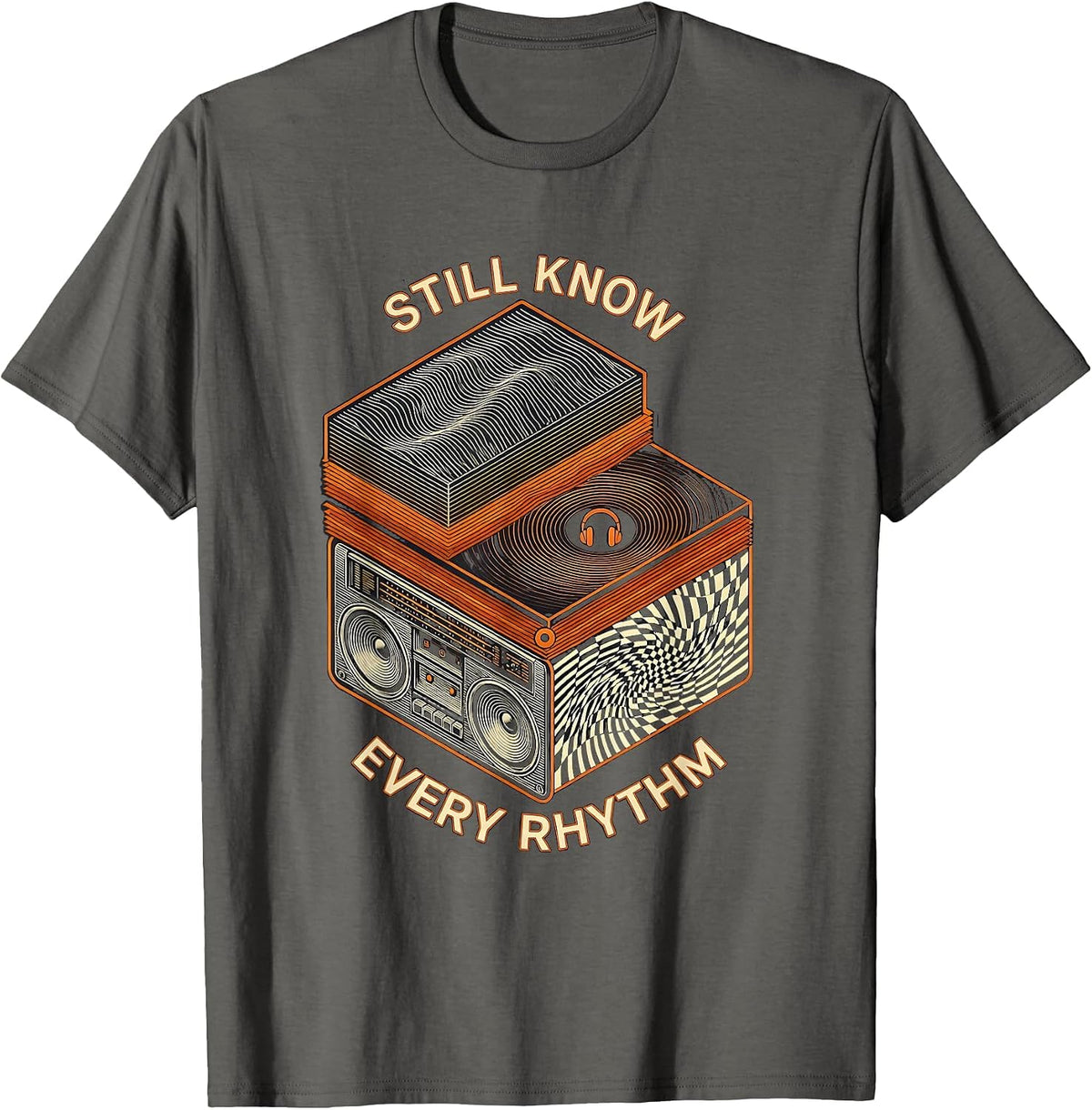 Still Know Every Rhythm 90s R&B Music Fan Op Art T-Shirt - Asphalt Grey
