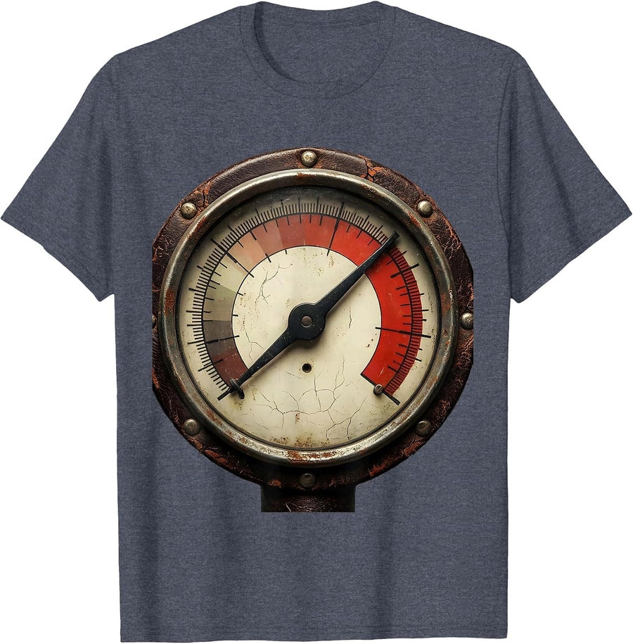 Racing Lifestyle Bold Fuel Gauge Red Zone Graphic T-Shirt - Heather Blue