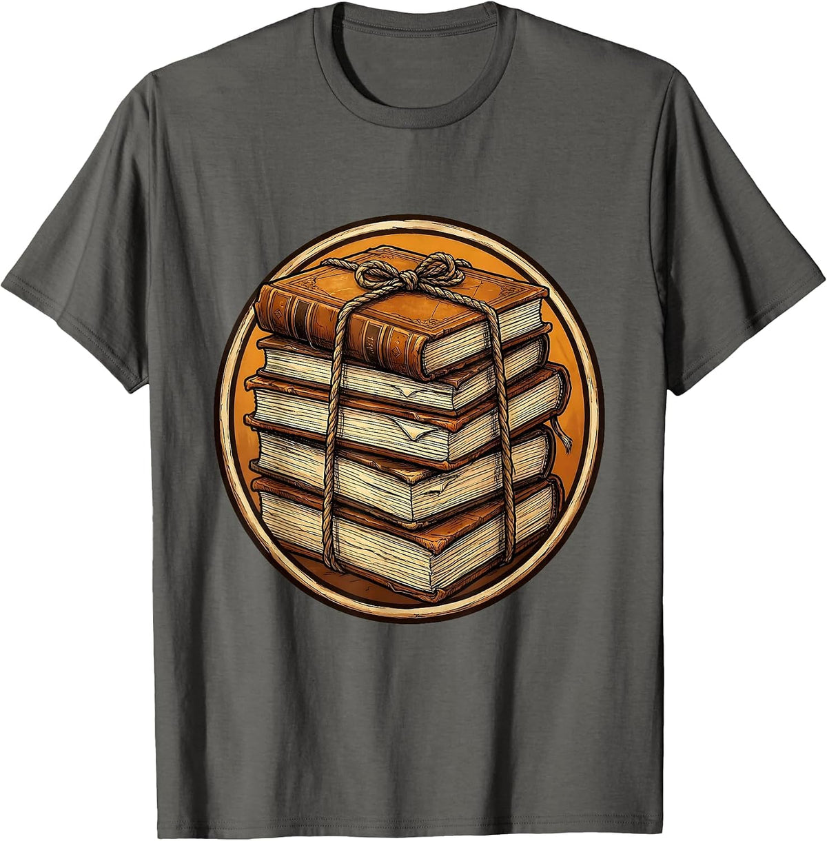 Worn Textbooks Stack Tied With Rope Teacher Gift T-Shirt - Asphalt Grey