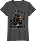 Women's Keeper Of A Basshole Funny Basset Hound Owner Gift T-Shirt - Dark Heather Grey