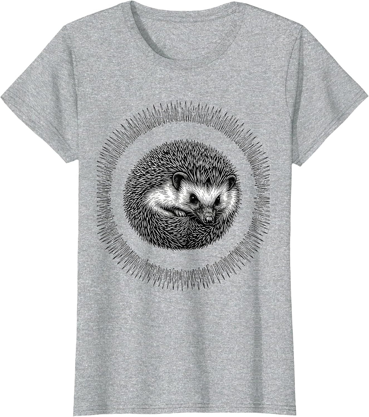 Cute Hedgehog Line Art Animal Lover Humor T-Shirt - Heather Grey