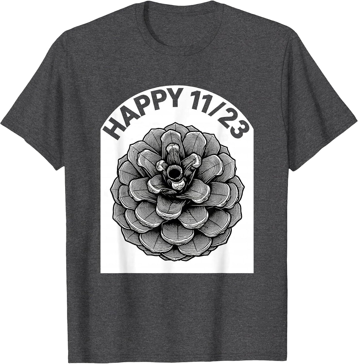 Men's Happy 11/23 Fibonacci Spiral Ratio Sacred Geometry Math T-Shirt - Dark Heather Grey