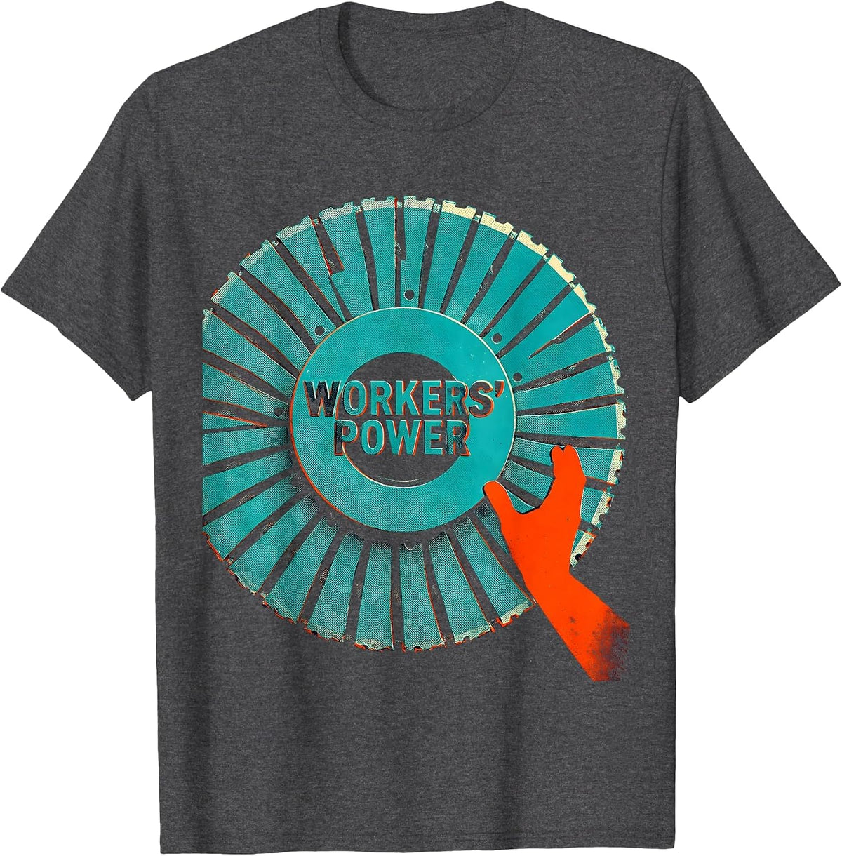 Workers Power Risograph Union Worker Labor Pride Solidarity T-Shirt - Dark Heather Grey