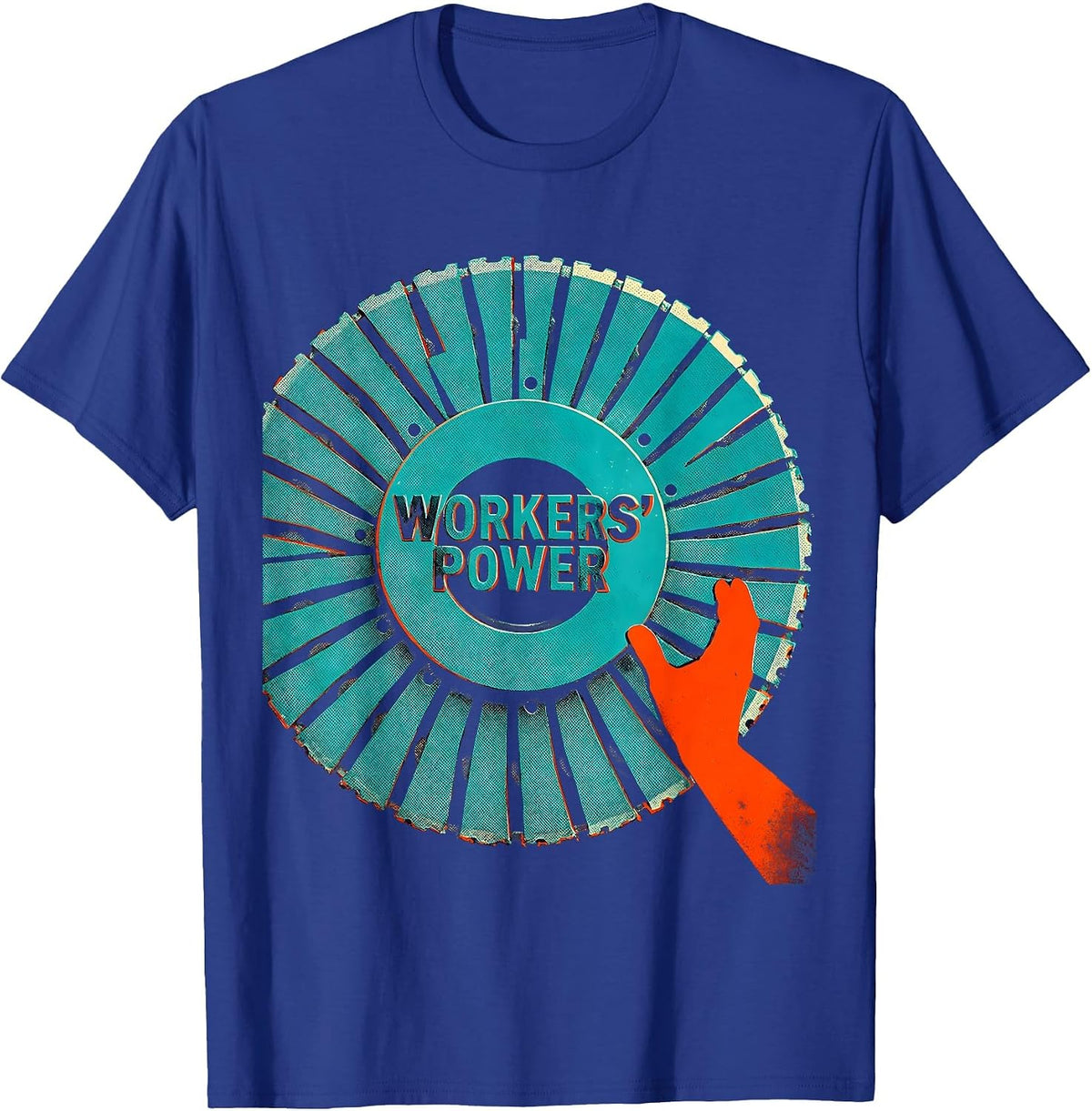 Workers Power Risograph Union Worker Labor Pride Solidarity T-Shirt - Royal Blue