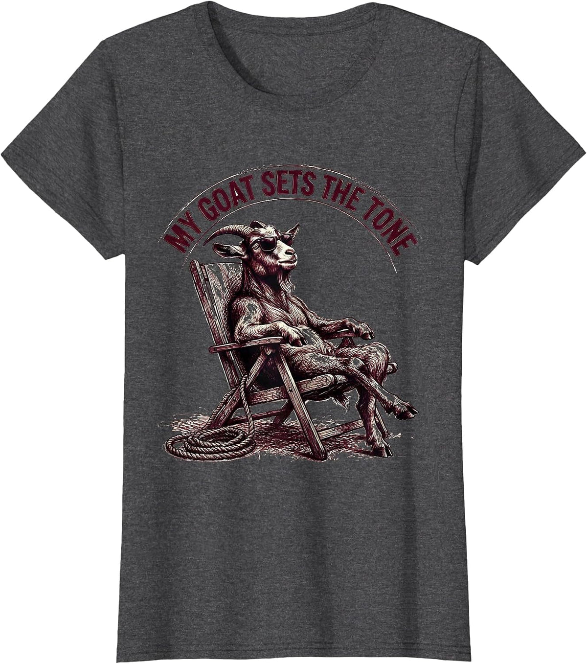 Women's My Goat Sets The Tone Funny Goat Animal Humor Novelty T-Shirt - Dark Heather Grey