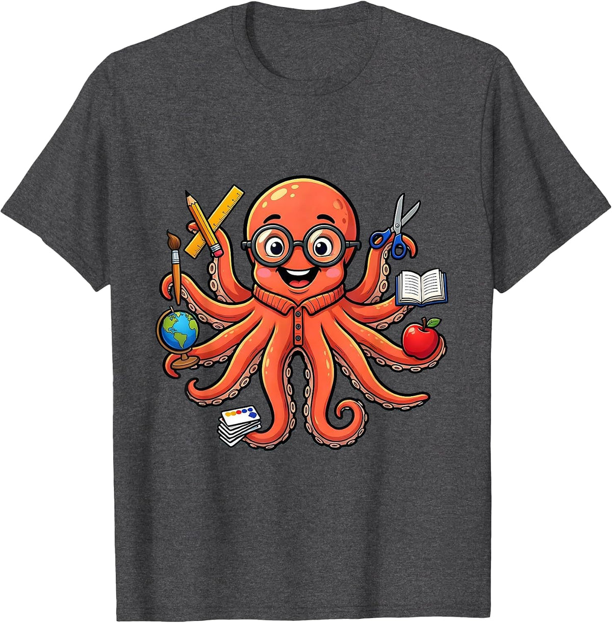 Men's Sped Teacher Eight Arms Holding Supplies Gift T-Shirt - Dark Heather Grey