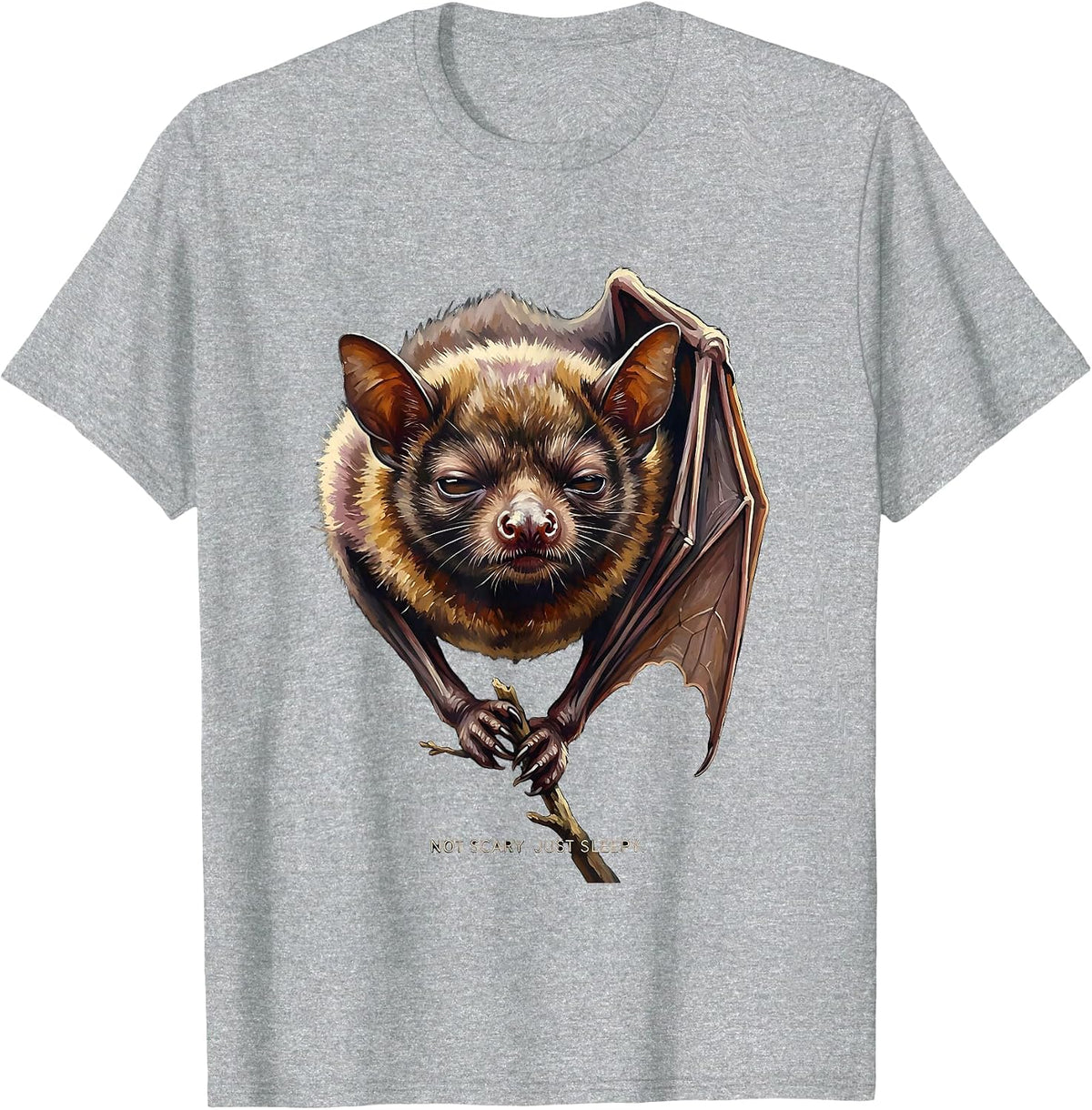 Men's Not Scary Just Sleepy Vintage Bat Lover Halloween Nature T-Shirt - Heather Grey