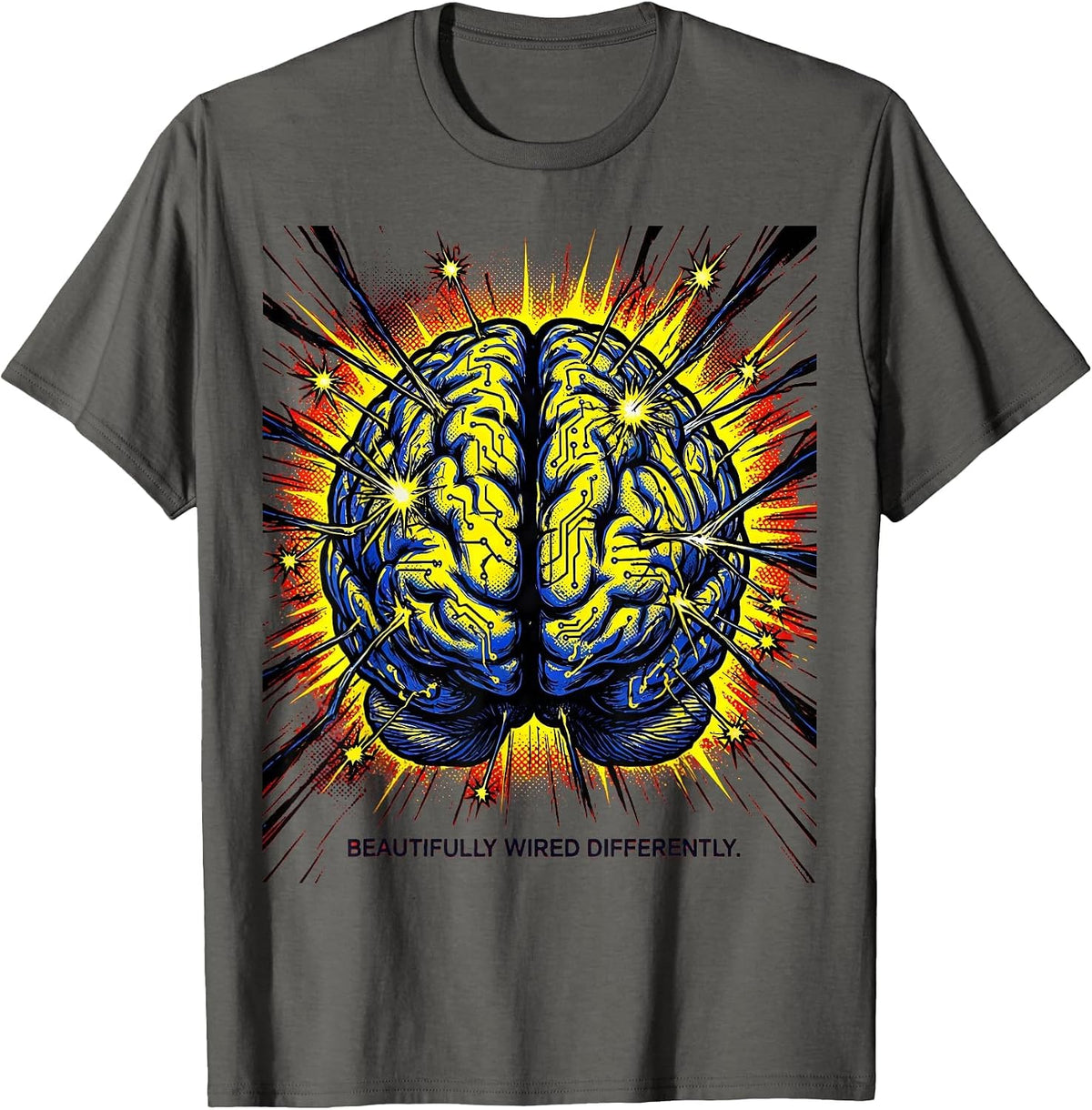 Men's Beautifully Wired Differently Neurodiversity Design T-Shirt - Asphalt Grey