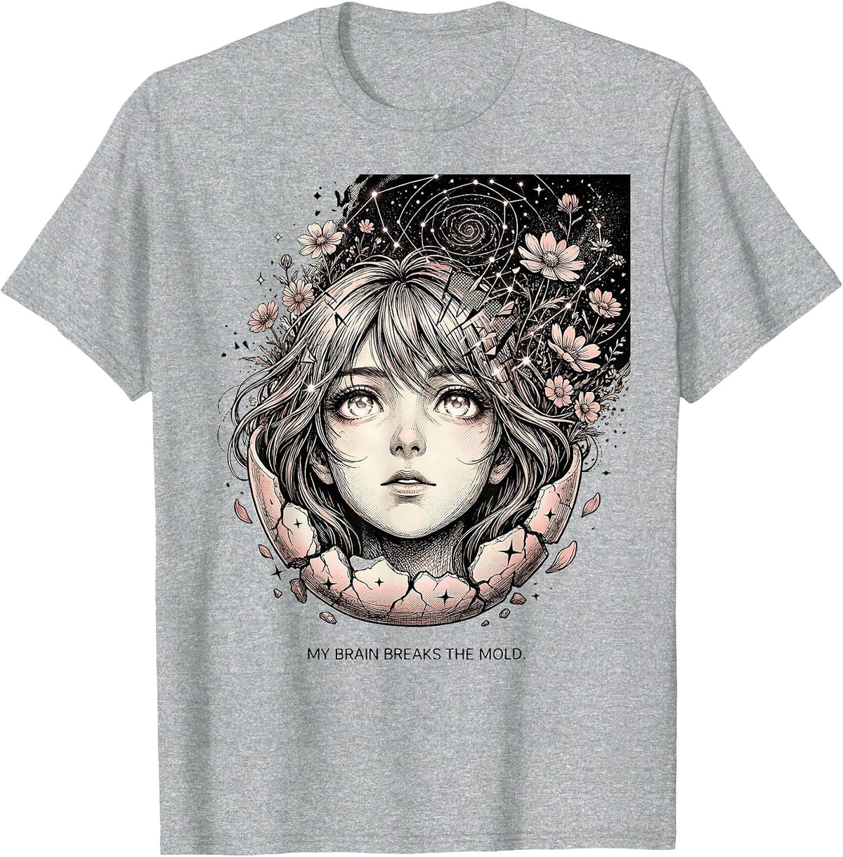 Men's My Brain Breaks the Mold Neurodiversity Design T-Shirt - Heather Grey