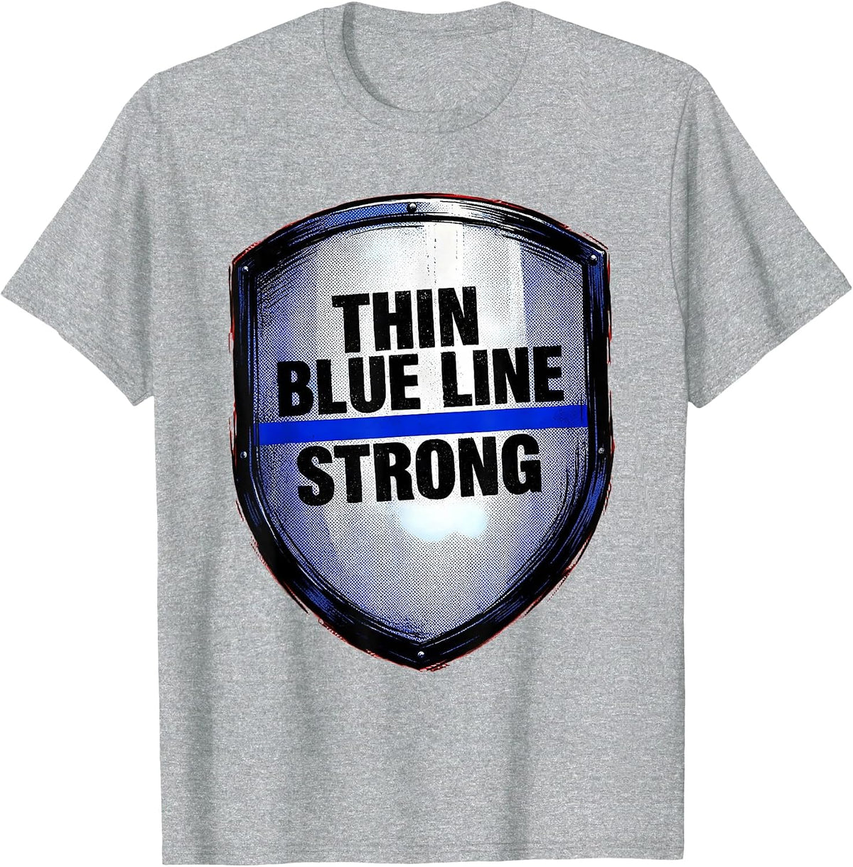 Men's Thin Blue Line Strong Law Enforcement Design T-Shirt - Heather Grey