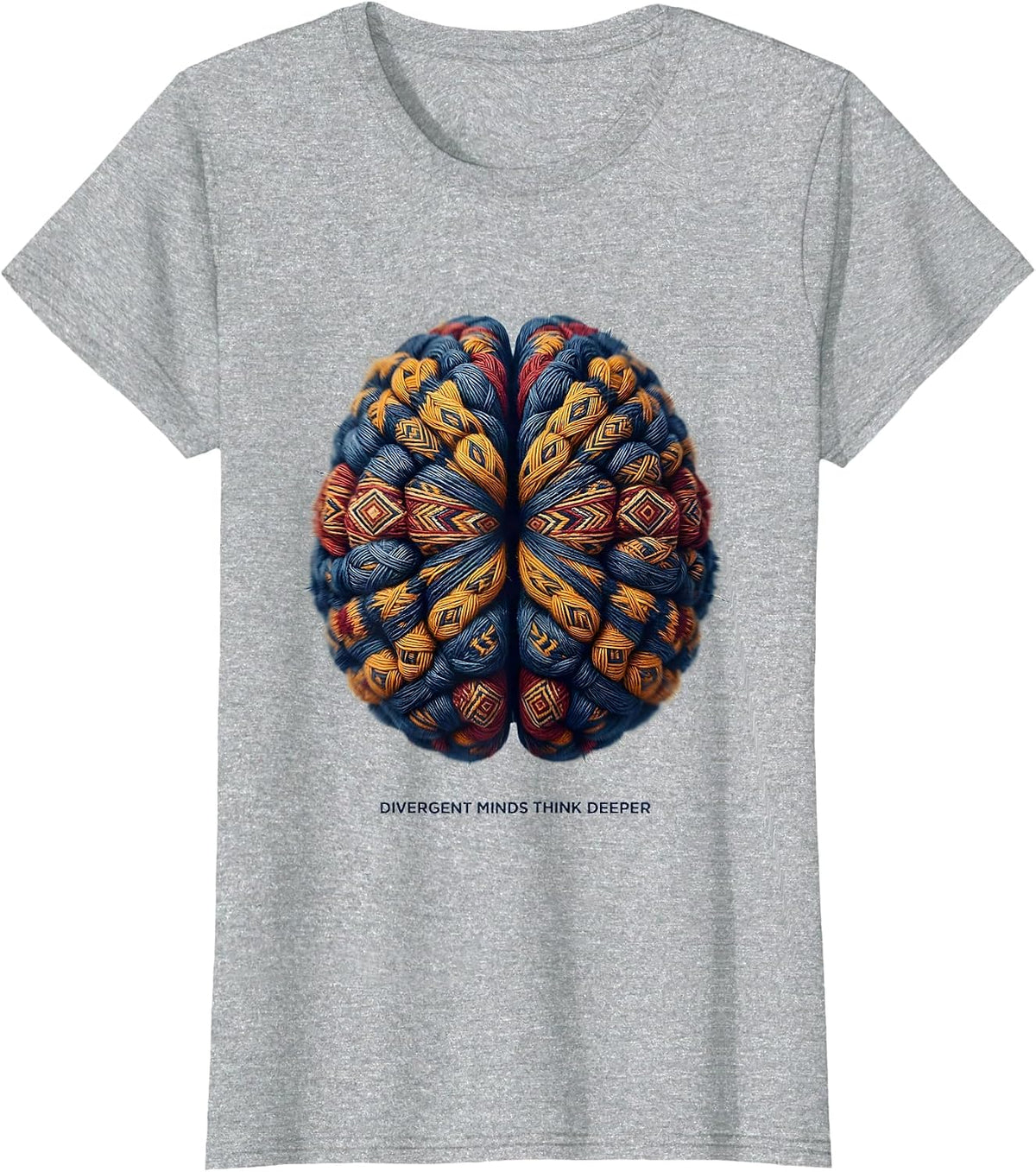 Divergent Minds Think Deeper Neurodiversity Design T-Shirt - Heather Grey