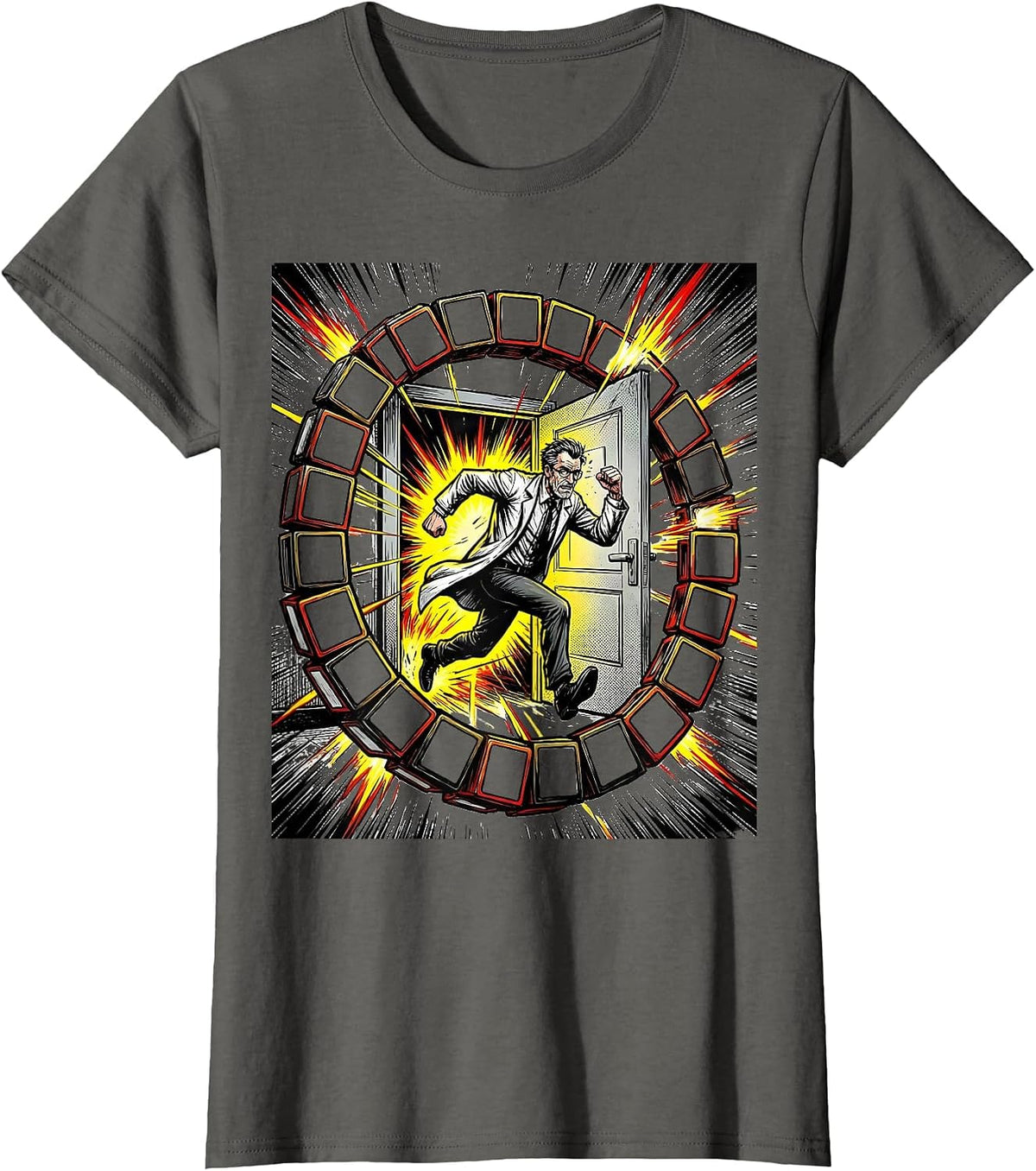Women's Chemist Sprint Comic Book Science Humor Gift T-Shirt - Asphalt Grey