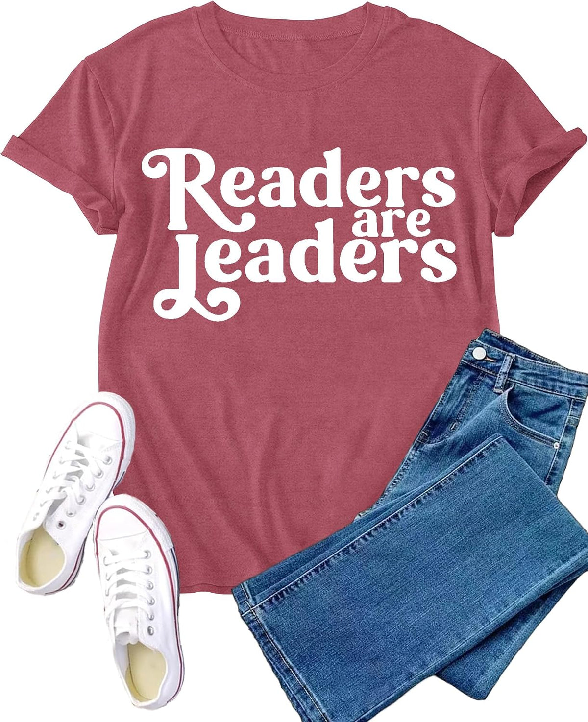 Reading Shirt for Women Readers are Leaders T-Shirt Book Lover Tee - Pink