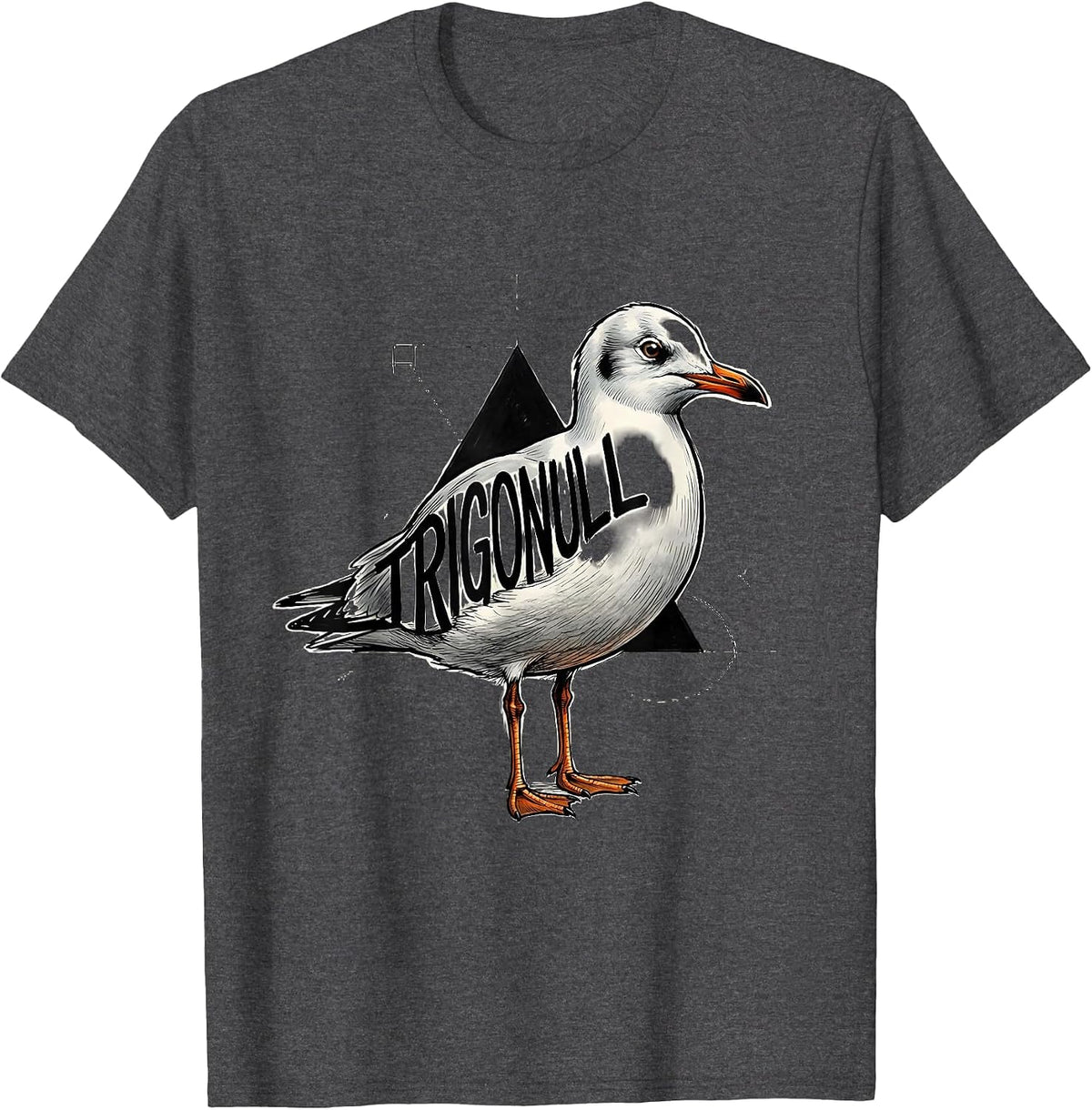 Men's Trigonull Triangle Seagull Bird Pun Funny Math Teacher T-Shirt - Dark Heather Grey