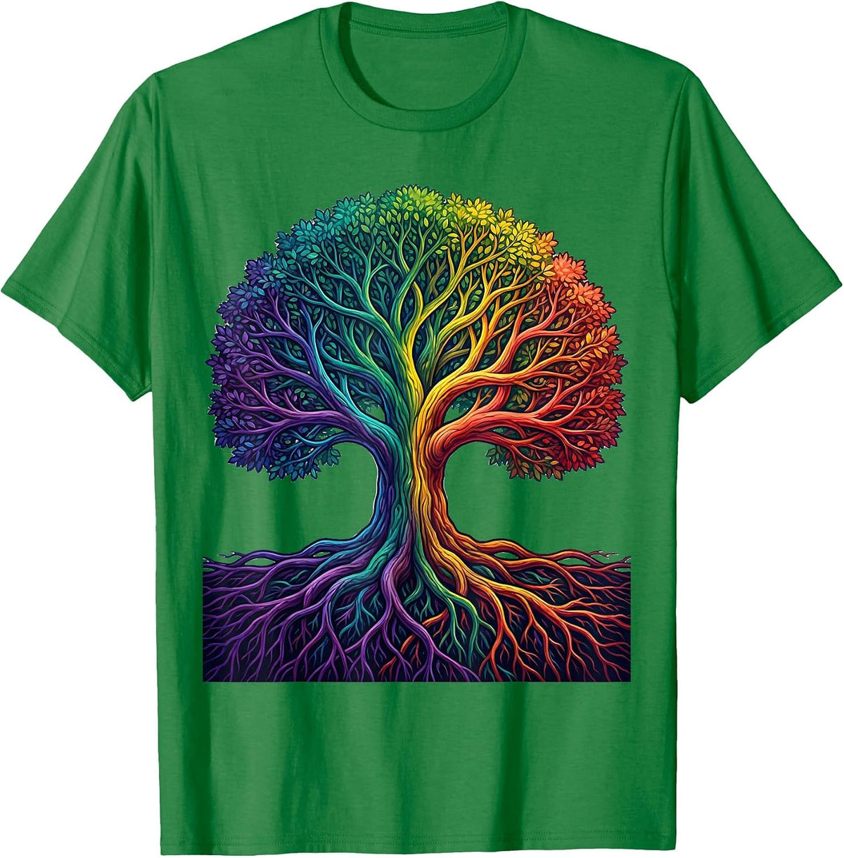Men's Neurodiversity Tree With Roots Graphic Design T-Shirt - Kelly Green