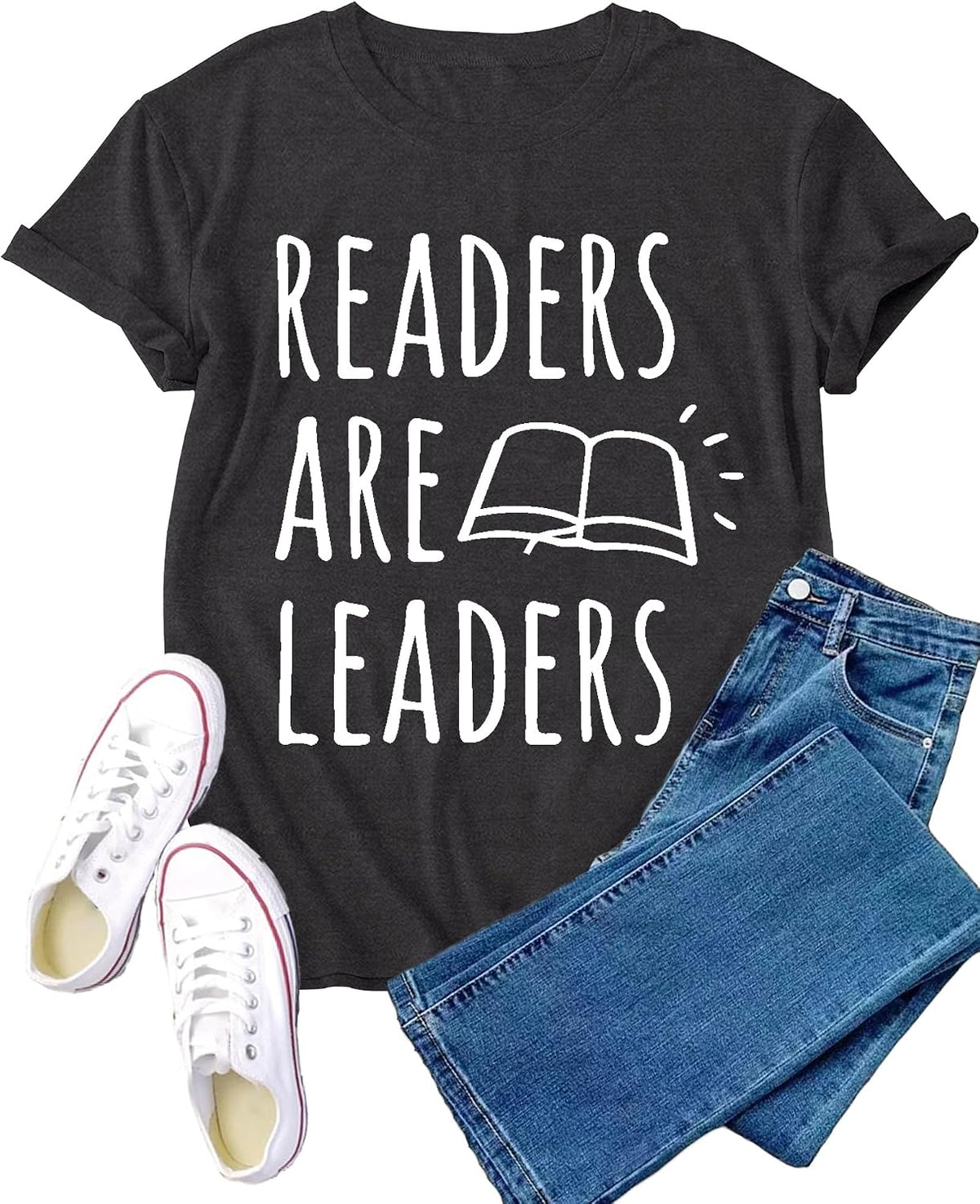 Reading Shirt for Women Readers are Leaders T-Shirt Book Lover Tee - Grey