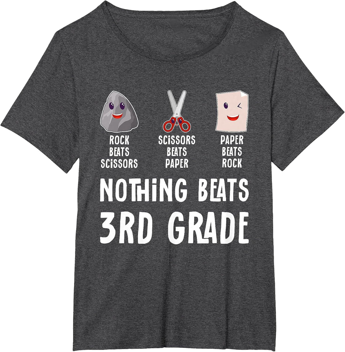 Nothing Beats 3rd Grade Funny Back to School Kids Teachers T-Shirt - Dark Heather Grey