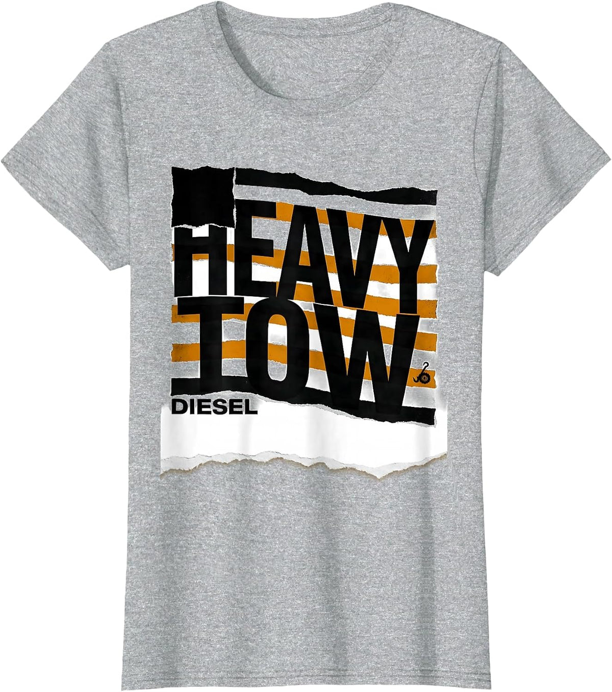 HEAVY TOW DIESEL Distressed American Flag Truck Driver T-Shirt - Heather Grey